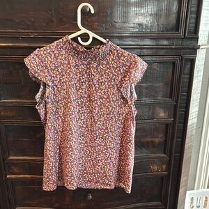 Floral Ruffle Sleeve Women's Top